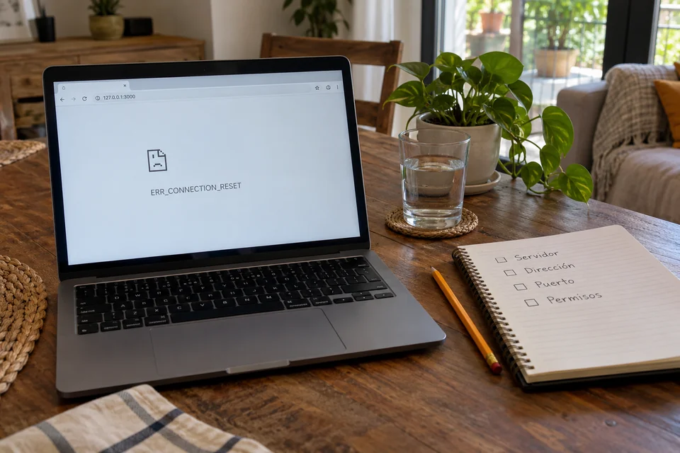 Illustrative scene: review of a local address and a checklist next to the computer